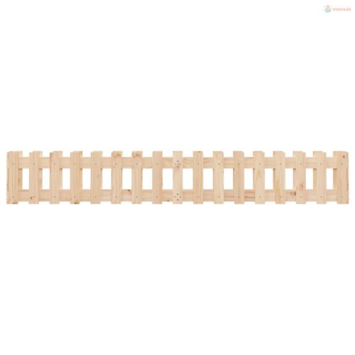 Tömör fenyőfa kerti magaságyás kerítéssel 200x30x30 cm