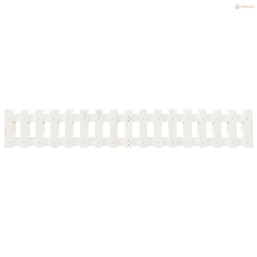 Fehér tömör fenyőfa kerti magaságyás kerítéssel 200x30x30 cm