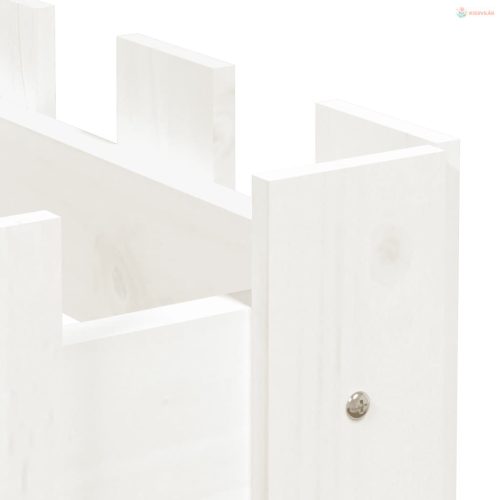 Fehér tömör fenyőfa kerti magaságyás kerítéssel 200x30x30 cm