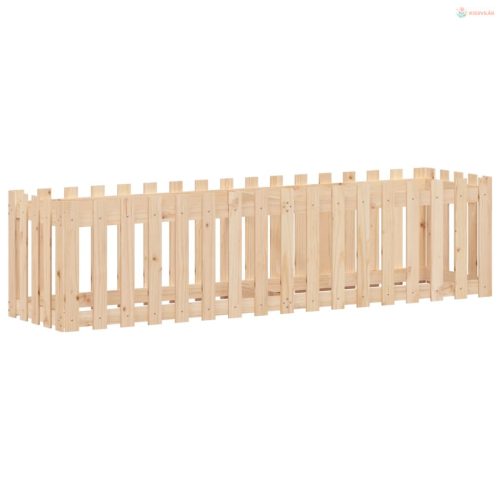 Tömör fenyőfa kerti magaságyás kerítéssel 200x50x50 cm