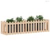 Tömör fenyőfa kerti magaságyás kerítéssel 200x50x50 cm