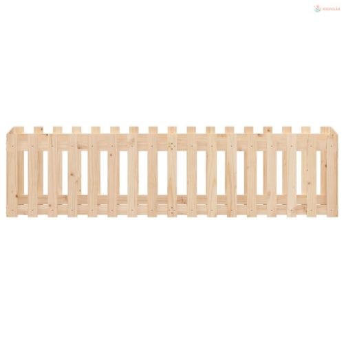 Tömör fenyőfa kerti magaságyás kerítéssel 200x50x50 cm