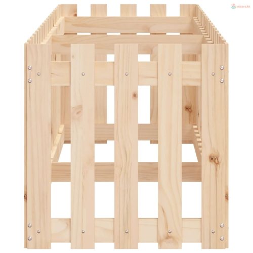 Tömör fenyőfa kerti magaságyás kerítéssel 200x50x50 cm
