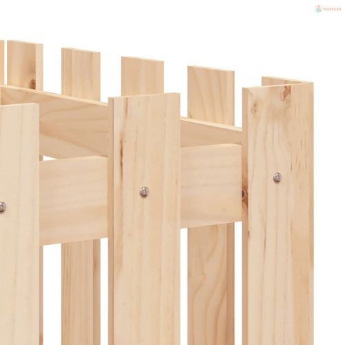 Tömör fenyőfa kerti magaságyás kerítéssel 200x50x50 cm