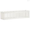 Fehér tömör fenyőfa kerti magaságyás kerítéssel 200x50x50 cm