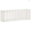 Fehér tömör fenyőfa kerti magaságyás kerítéssel 200x50x70 cm