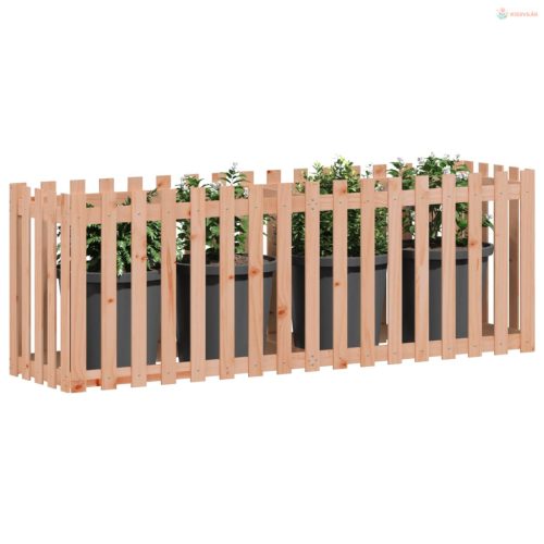 Tömör duglászfenyő kerti magaságyás kerítéssel 200x50x70 cm
