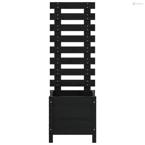 Fekete tömör fenyő kerti növénytartó állvánnyal 39x39,5x114 cm