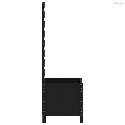 Fekete tömör fenyő kerti növénytartó állvánnyal 39x39,5x114 cm