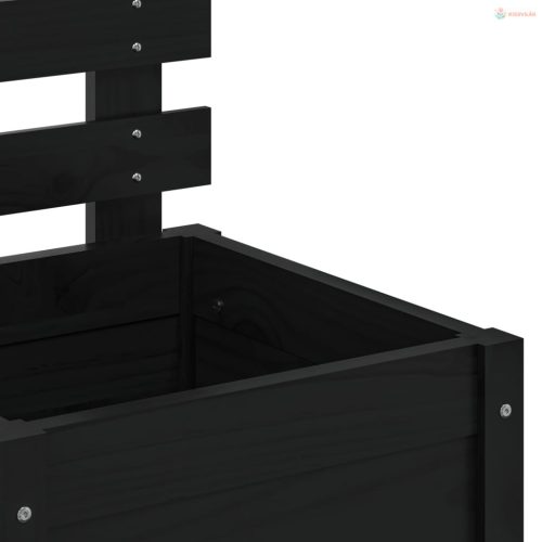 Fekete tömör fenyő kerti növénytartó állvánnyal 39x39,5x114 cm