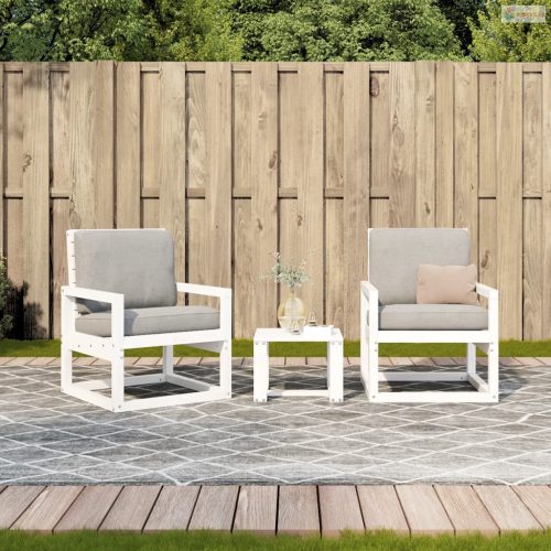 3 részes fehér tömör fenyőfa kerti ülőgarnitúra
