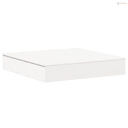 Fehér tömör fenyőfa homokozó fedővel 111 x 111 x 19,5 cm