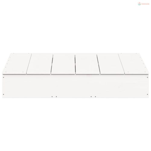 Fehér tömör fenyőfa homokozó fedővel 111 x 111 x 19,5 cm