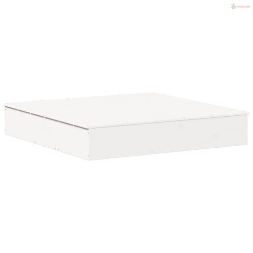 Fehér tömör fenyőfa homokozó fedővel 111 x 111 x 19,5 cm