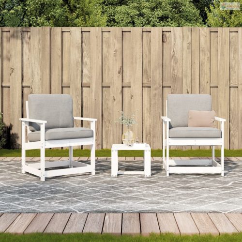 3 részes fehér tömör fenyőfa kerti ülőgarnitúra