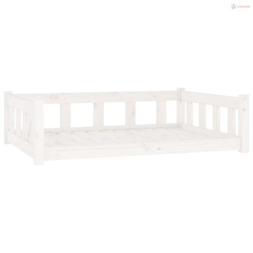 Fehér tömör fenyőfa kutyaágy 105,5x75,5x28 cm