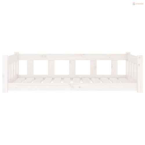 Fehér tömör fenyőfa kutyaágy 105,5x75,5x28 cm