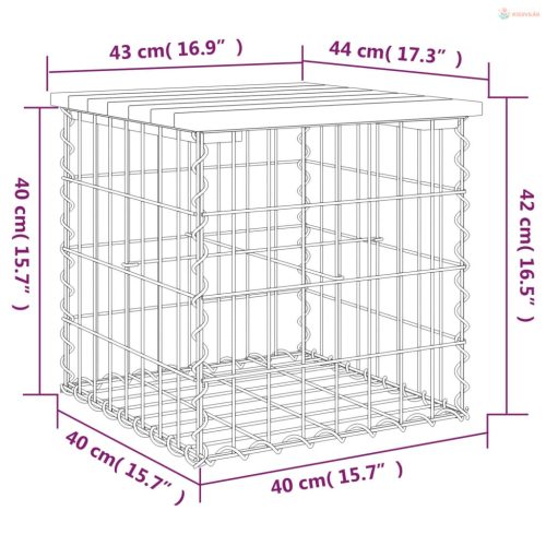 Tömör duglászfenyő gabion kerti pad 43x44x42 cm