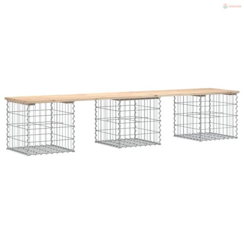 Tömör fenyőfa gabion kerti pad 203x44x42 cm