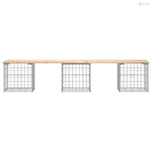 Tömör fenyőfa gabion kerti pad 203x44x42 cm