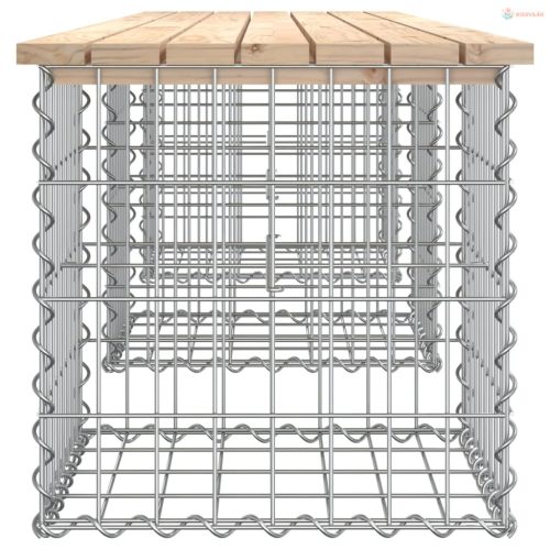 Tömör fenyőfa gabion kerti pad 203x44x42 cm