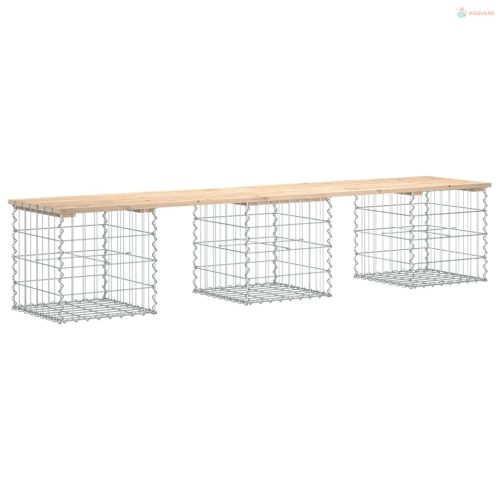 Tömör fenyőfa gabion kerti pad 203x44x42 cm