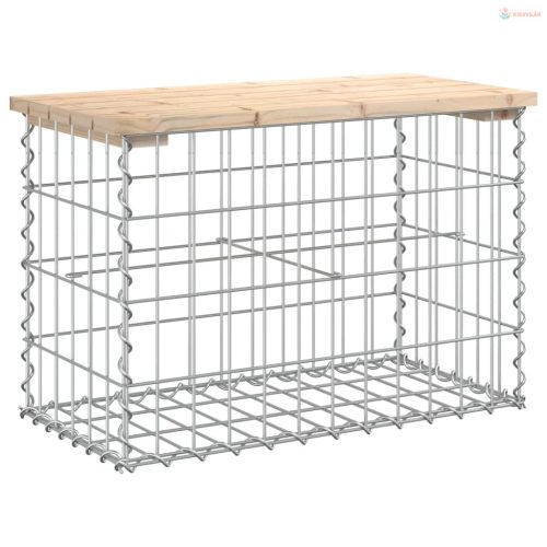 Tömör fenyőfa gabion kerti pad 63x31,5x42 cm