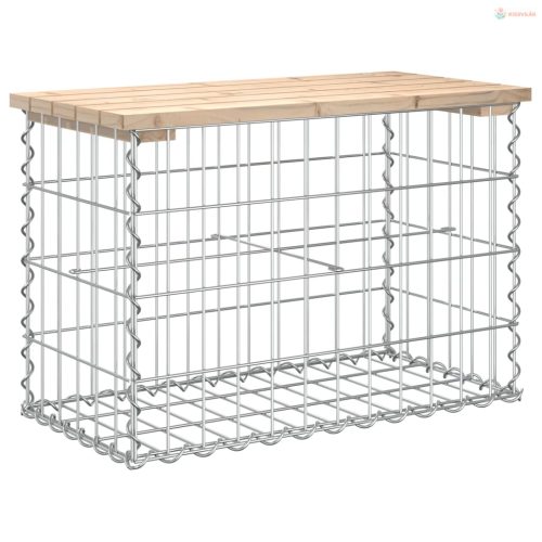 Tömör fenyőfa gabion kerti pad 63x31,5x42 cm