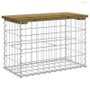 Tömör impergnált fenyőfa gabion kerti pad 63 x 31,5 x 42 cm
