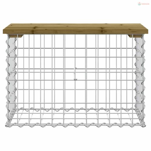 Tömör impergnált fenyőfa gabion kerti pad 63 x 31,5 x 42 cm