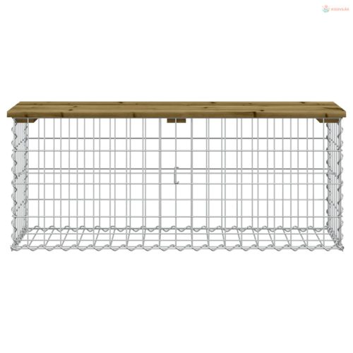 Impregnált fenyőfa gabion kerti pad 103 x 31,5 x 42 cm