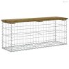 Impregnált fenyőfa gabion kerti pad 103 x 31,5 x 42 cm