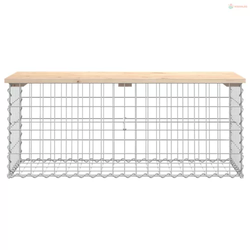 Tömör fenyőfa gabion kerti pad 103x44x42 cm