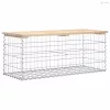 Tömör fenyőfa gabion kerti pad 103x44x42 cm