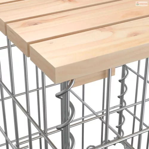 Tömör fenyőfa gabion kerti pad 103x44x42 cm