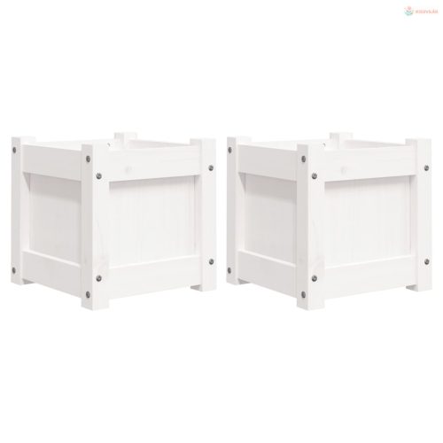 2 db fehér tömör fenyőfa virágláda