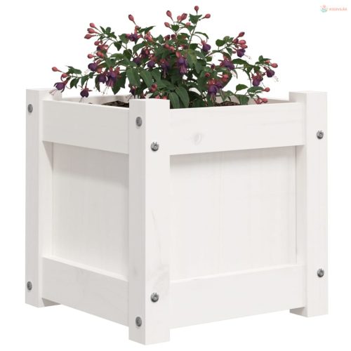 2 db fehér tömör fenyőfa virágláda