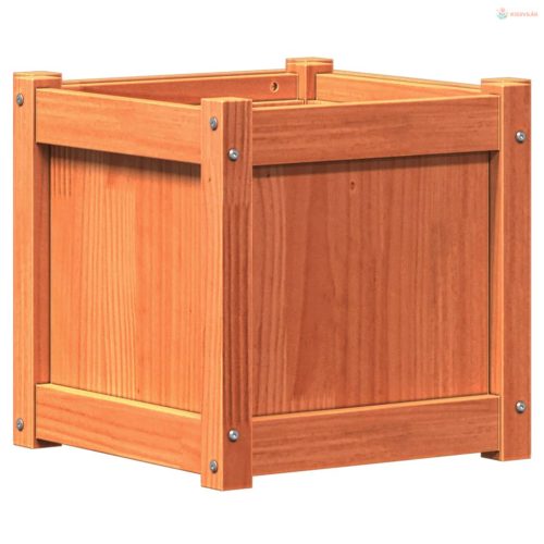 2 db viaszbarna tömör fenyőfa kerti virágláda