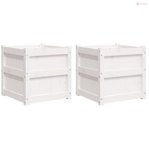 2 db fehér tömör fenyőfa virágláda