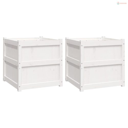 2 db fehér tömör fenyőfa virágláda