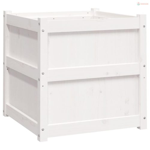 2 db fehér tömör fenyőfa virágláda