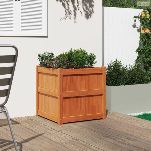 Viaszbarna tömör fenyőfa kerti virágláda 60 x 60 x 60 cm