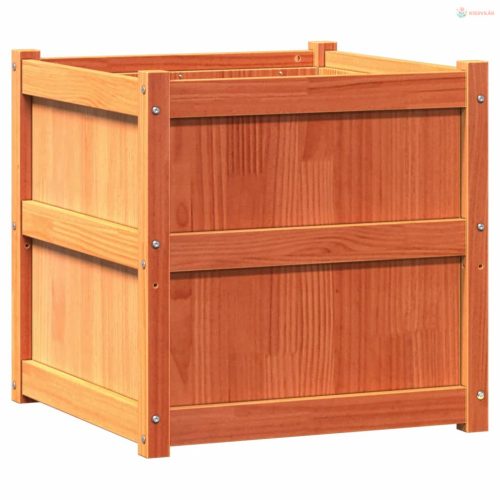 Viaszbarna tömör fenyőfa kerti virágláda 60 x 60 x 60 cm