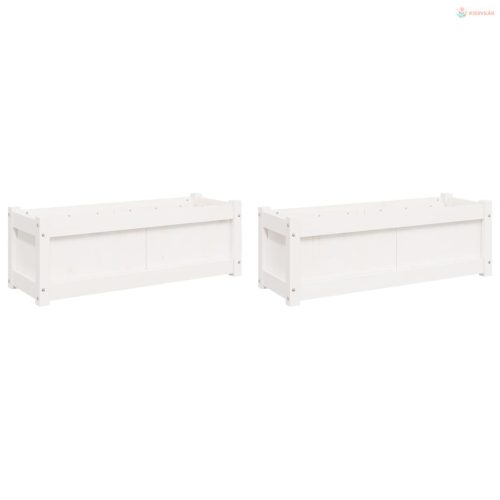 2 db fehér tömör fenyőfa virágláda