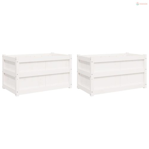 2 db fehér tömör fenyőfa virágláda