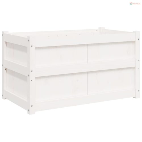 2 db fehér tömör fenyőfa virágláda