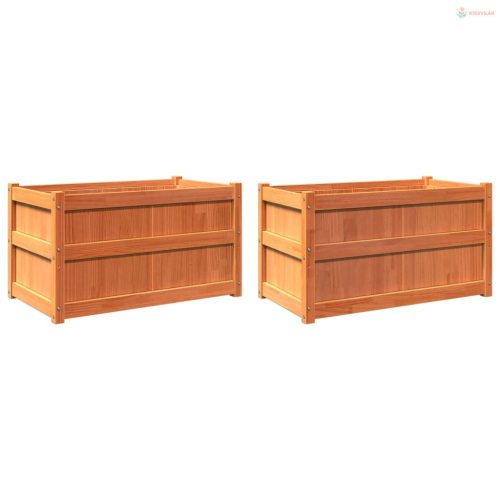 2 db viaszbarna tömör fenyőfa kerti virágláda