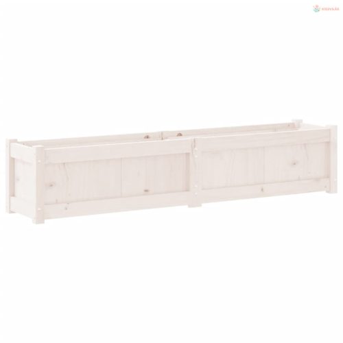 Fehér tömör fenyő kerti virágláda 150 x 31 x 31 cm