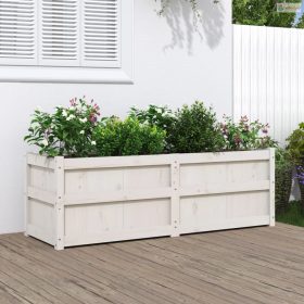 Fehér tömör fenyőfa kerti virágláda 150x50x50 cm