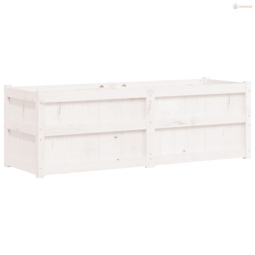 Fehér tömör fenyőfa kerti virágláda 150x50x50 cm